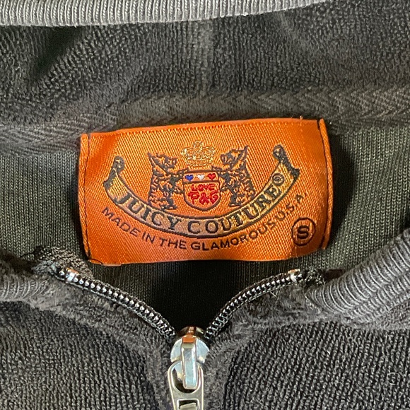 Juicy Couture Black Terry Zipped Hoodie with Pockets Size Small - Picture 3 of 10